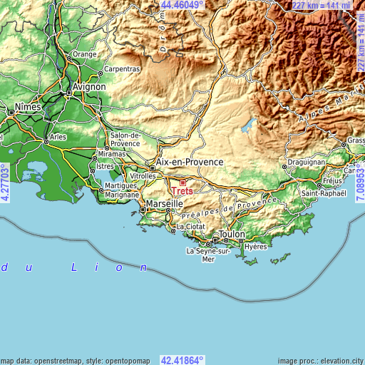 Topographic map of Trets