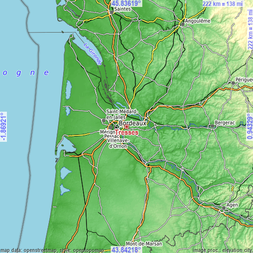 Topographic map of Tresses