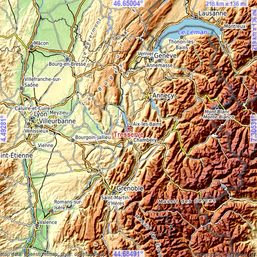 Topographic map of Tresserve