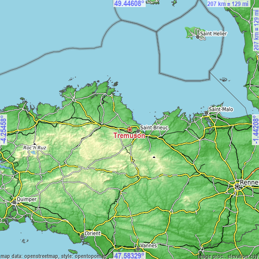 Topographic map of Trémuson