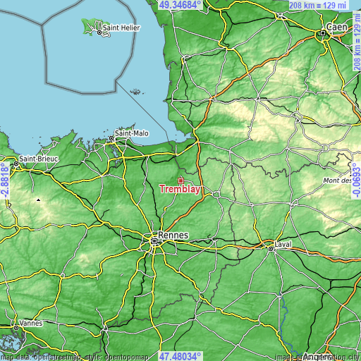 Topographic map of Tremblay