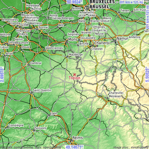 Topographic map of Trélon