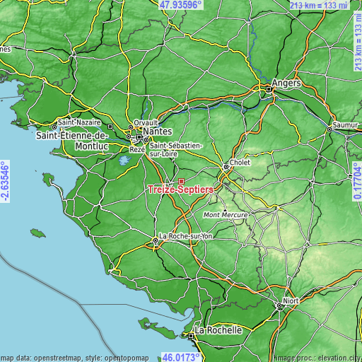 Topographic map of Treize-Septiers