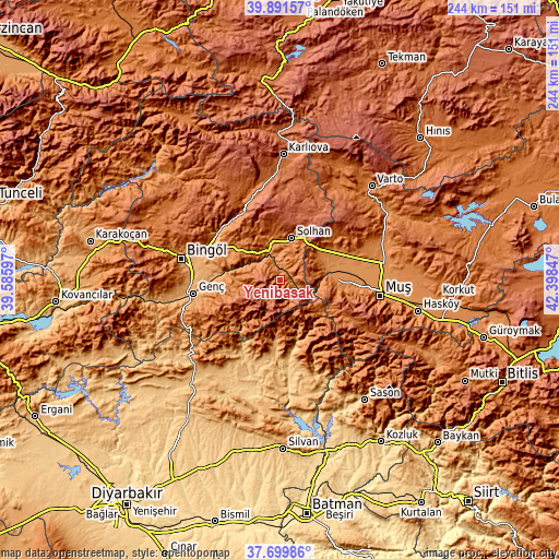 Topographic map of Yenibaşak