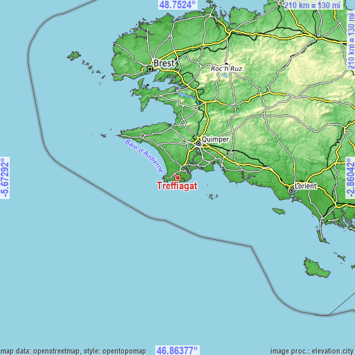 Topographic map of Treffiagat