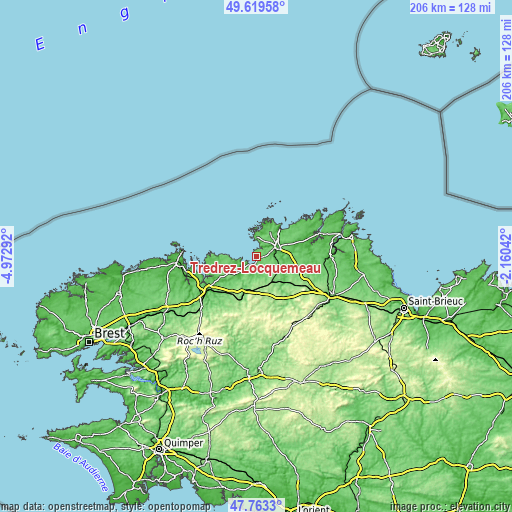 Topographic map of Trédrez-Locquémeau