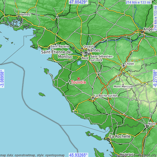 Topographic map of Touvois