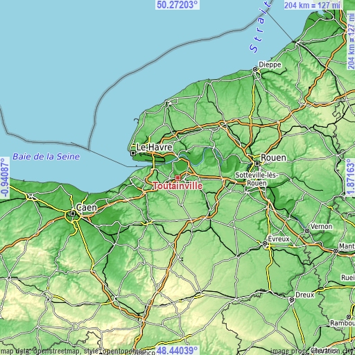 Topographic map of Toutainville