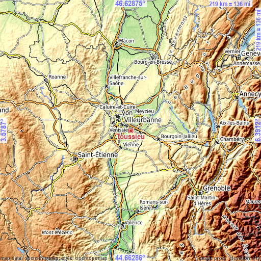 Topographic map of Toussieu