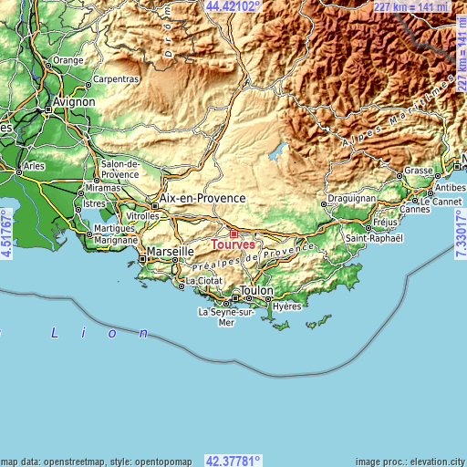 Topographic map of Tourves