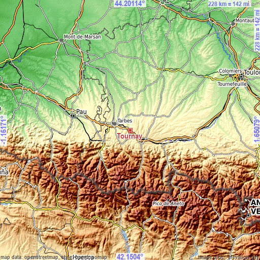 Topographic map of Tournay