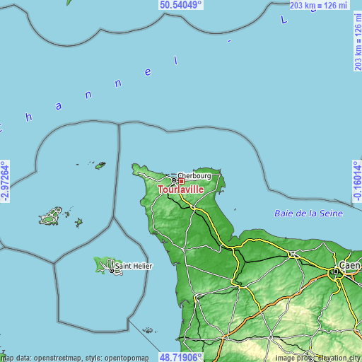 Topographic map of Tourlaville