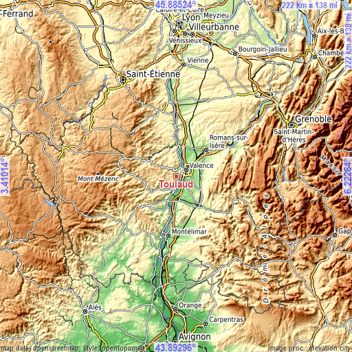 Topographic map of Toulaud