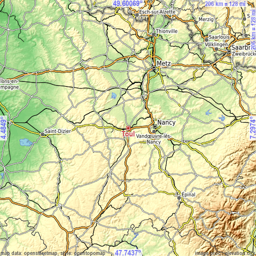 Topographic map of Toul