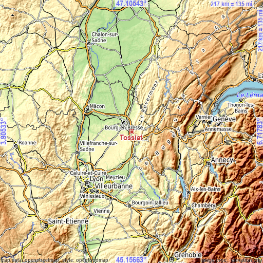 Topographic map of Tossiat