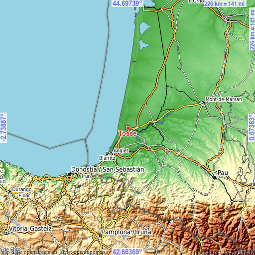 Topographic map of Tosse