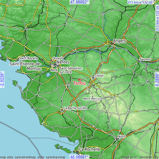 Topographic map of Torfou