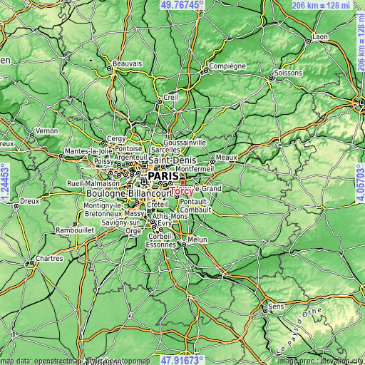 Topographic map of Torcy