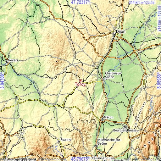 Topographic map of Torcy