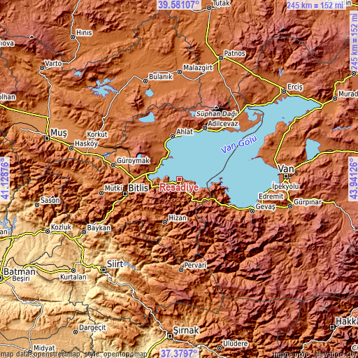 Topographic map of Reşadiye