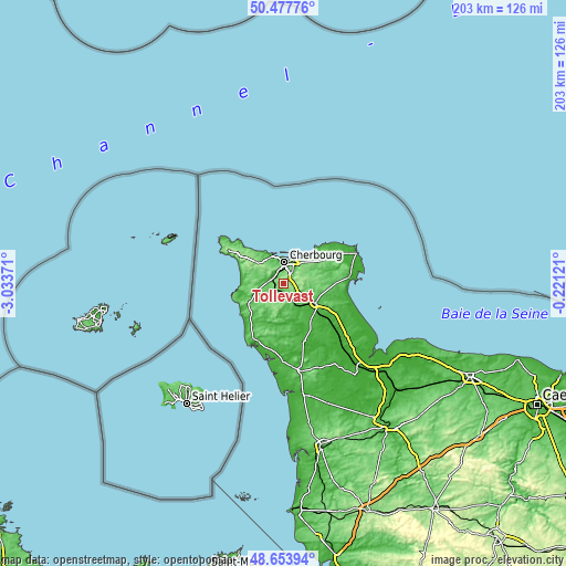 Topographic map of Tollevast