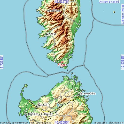 Topographic map of Figari