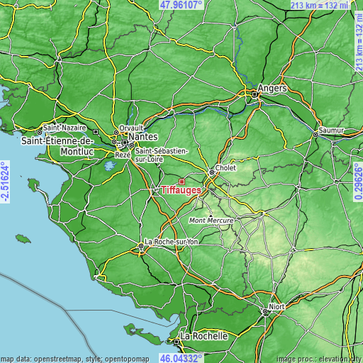 Topographic map of Tiffauges