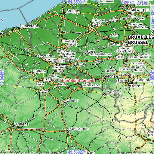 Topographic map of Thun-Saint-Amand