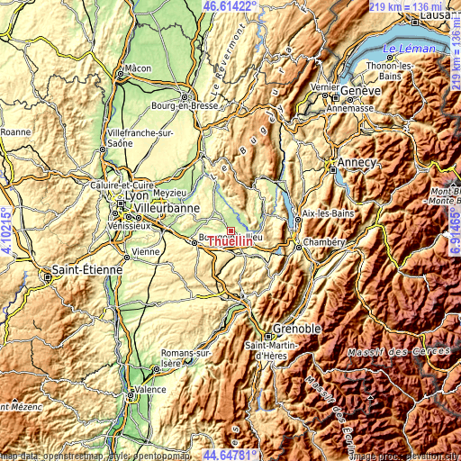 Topographic map of Thuellin