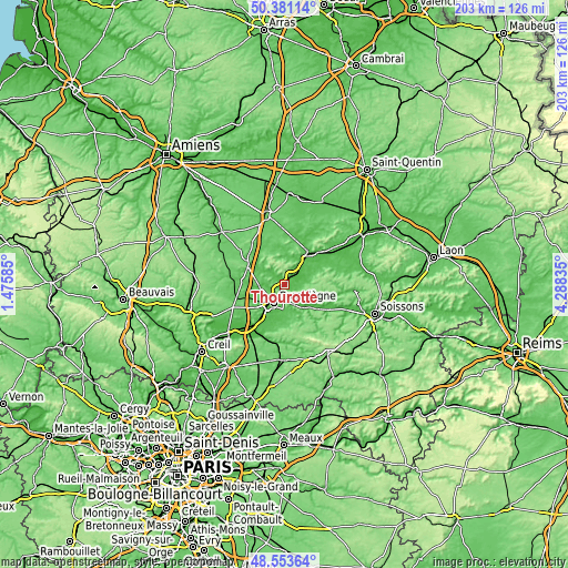 Topographic map of Thourotte