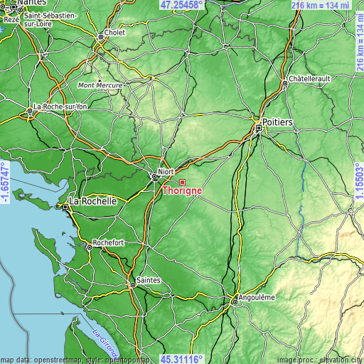 Topographic map of Thorigné