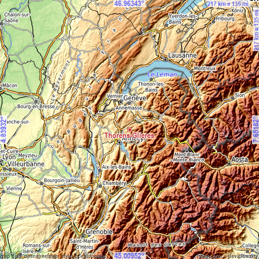 Topographic map of Thorens-Glières