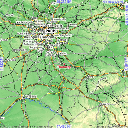 Topographic map of Thomery