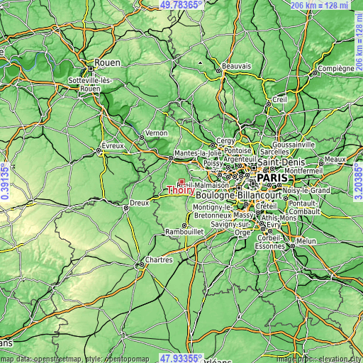 Topographic map of Thoiry