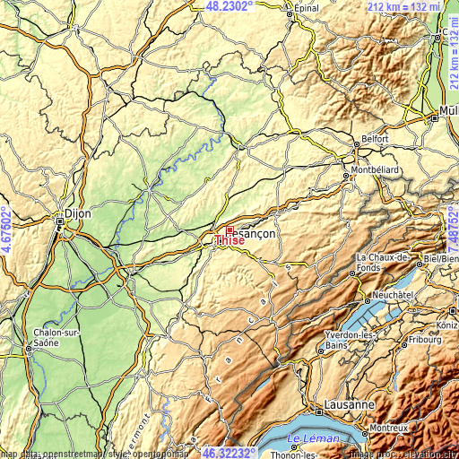 Topographic map of Thise