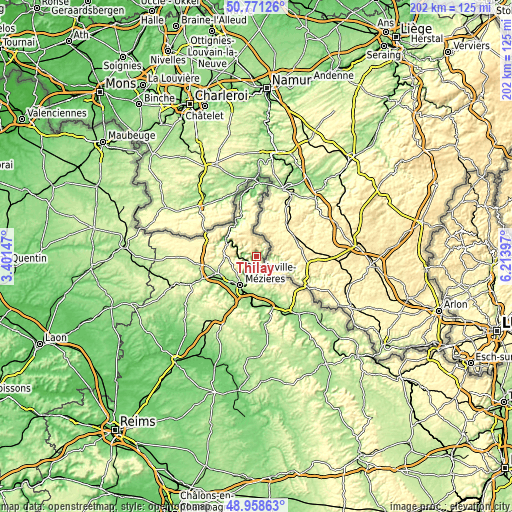 Topographic map of Thilay