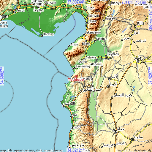 Topographic map of Yeditepe