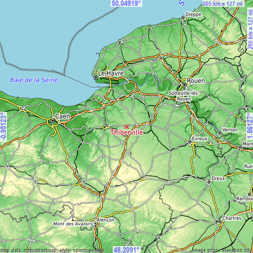 Topographic map of Thiberville