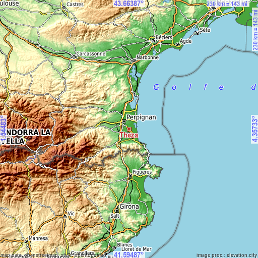Topographic map of Théza