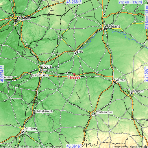 Topographic map of Thésée