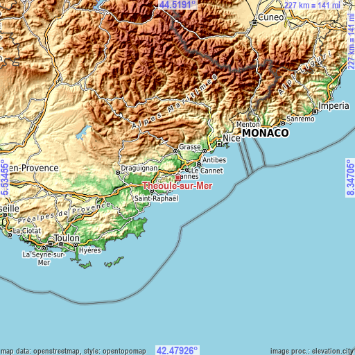 Topographic map of Théoule-sur-Mer