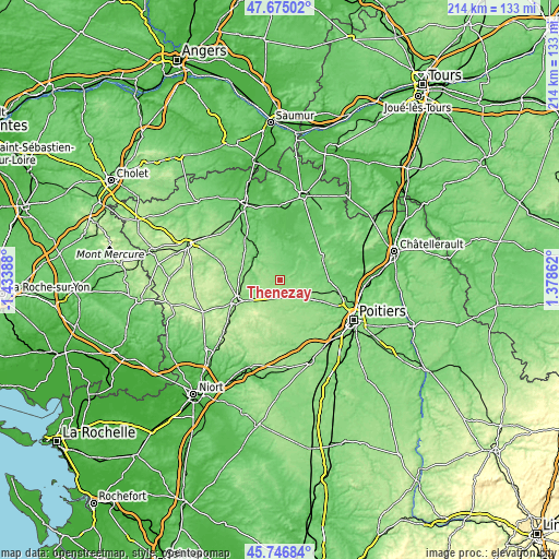 Topographic map of Thénezay