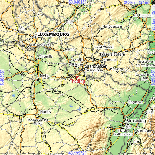 Topographic map of Théding