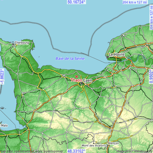 Topographic map of Thaon