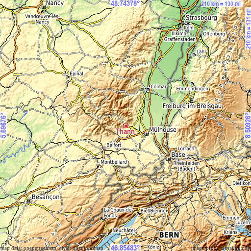 Topographic map of Thann