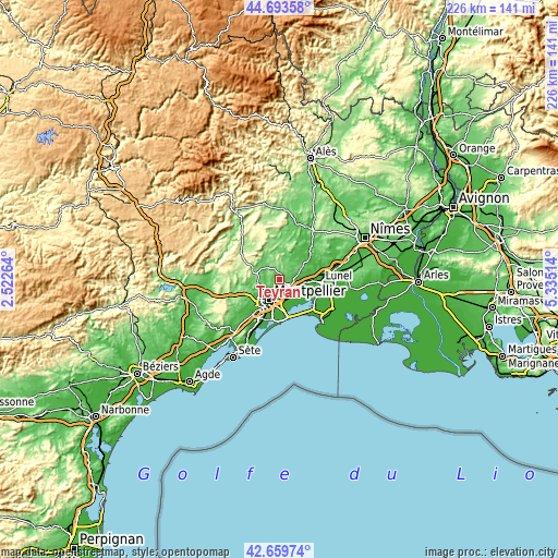 Topographic map of Teyran