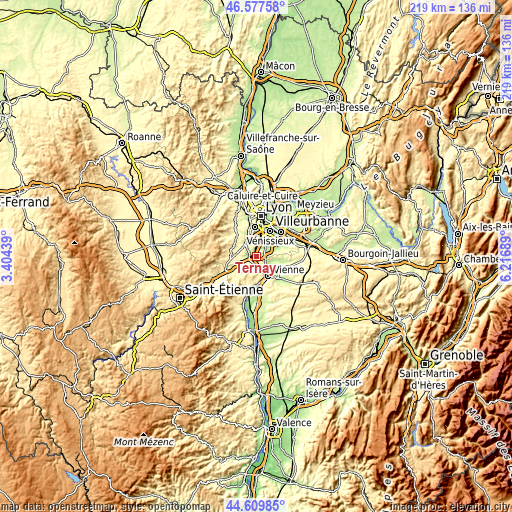 Topographic map of Ternay