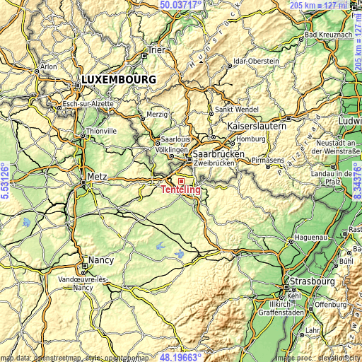 Topographic map of Tenteling