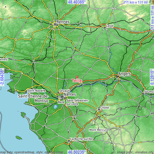 Topographic map of Teillé