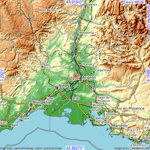 Topographic map of Tavel